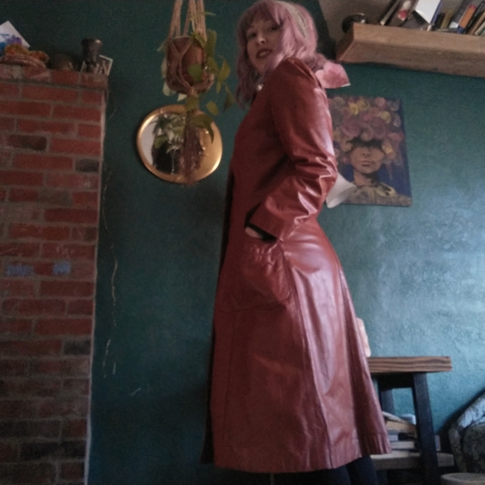 🧡Vintage 70s Leather Trenchcoat🤎
